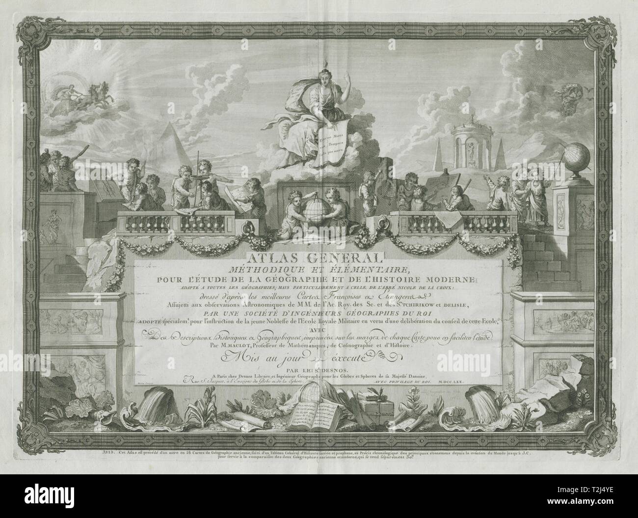 Titolo pagina 'Atlas generale méthodique et élémentaire'. DESNOS/DE LA TOUR 1771 mappa Foto Stock