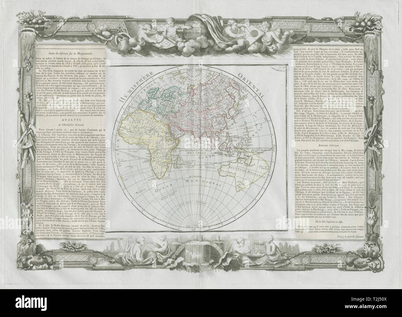 "Hémisphère Oriental' Emisfero Orientale Africa Asia. DESNOS/DE LA TOUR 1771 mappa Foto Stock