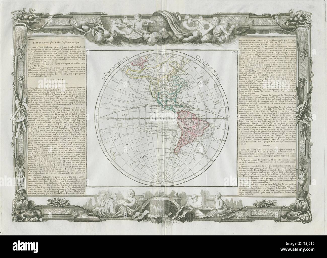 "Hémisphère Occidental'. Emisfero Occidentale Americhe. DESNOS/DE LA TOUR 1771 mappa Foto Stock
