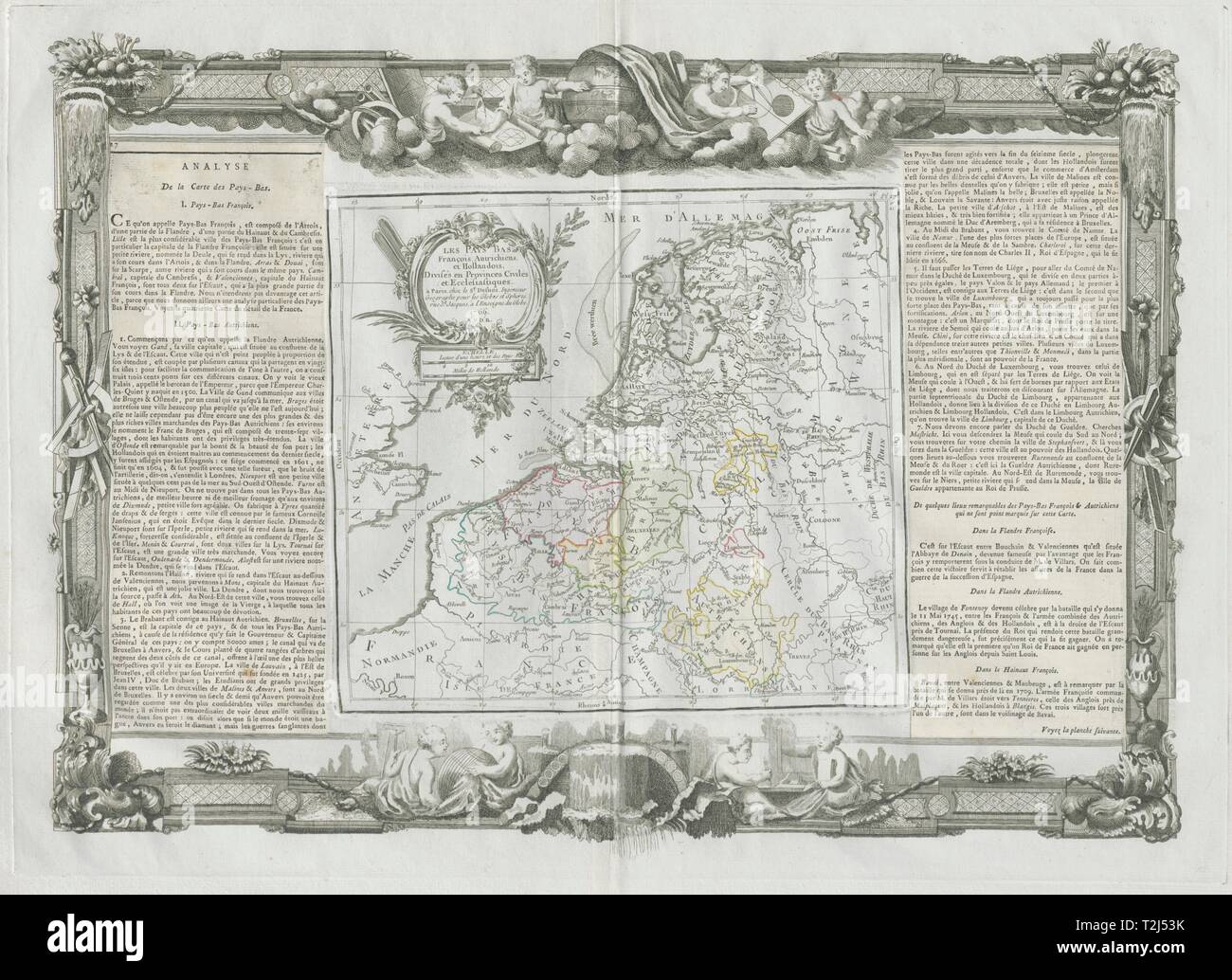 'Les Pays Bas François, Autrichiens…". Il Belgio. DESNOS/DE LA TOUR 1771 mappa vecchia Foto Stock