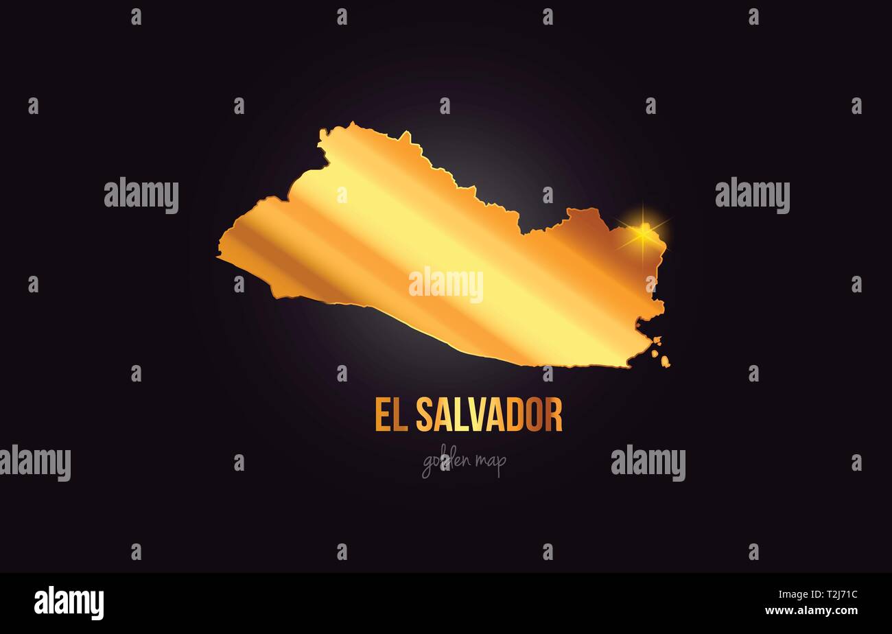 El Salvador paese mappa di confine in oro metallo dorato color design adatto per un logo design icona Illustrazione Vettoriale