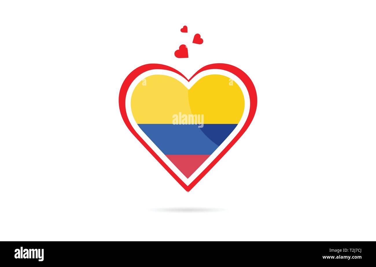Colombia bandiera del paese all'interno di amore cuore design adatto per un logo design icona Illustrazione Vettoriale
