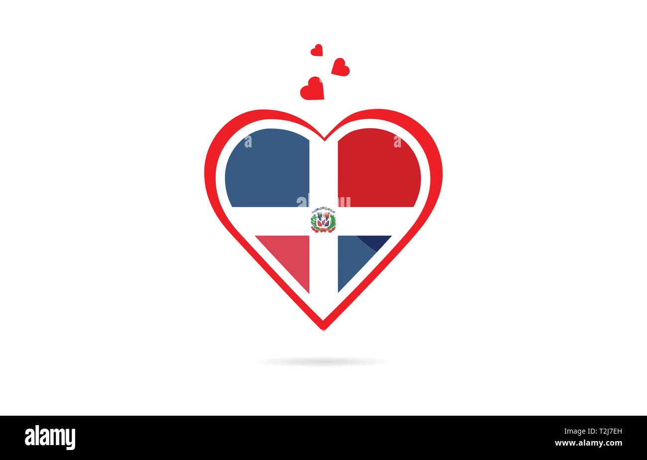 Repubblica Dominicana bandiera del paese all'interno di amore cuore design adatto per un logo design icona Illustrazione Vettoriale