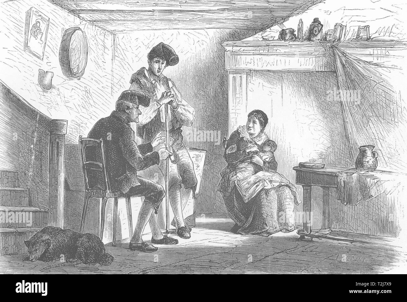 L'Italia. Riviera di Ponente. Interno di un contadino's Cottage in Briga 1877 stampare Foto Stock