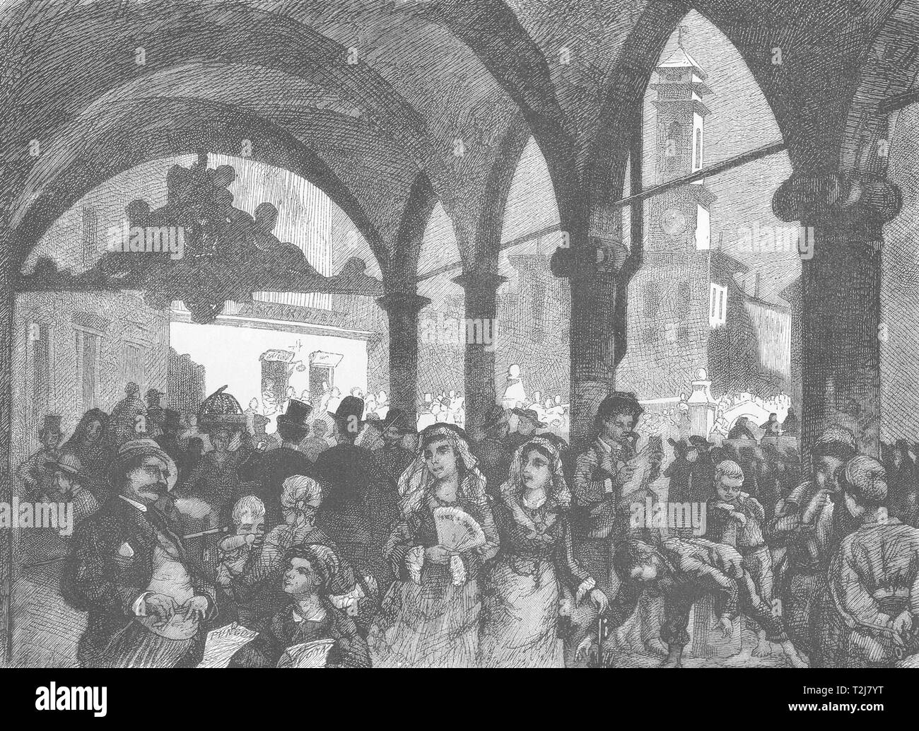 L'Italia. La vita di strada a Pisa 1877 antica vintage delle immagini di stampa Foto Stock