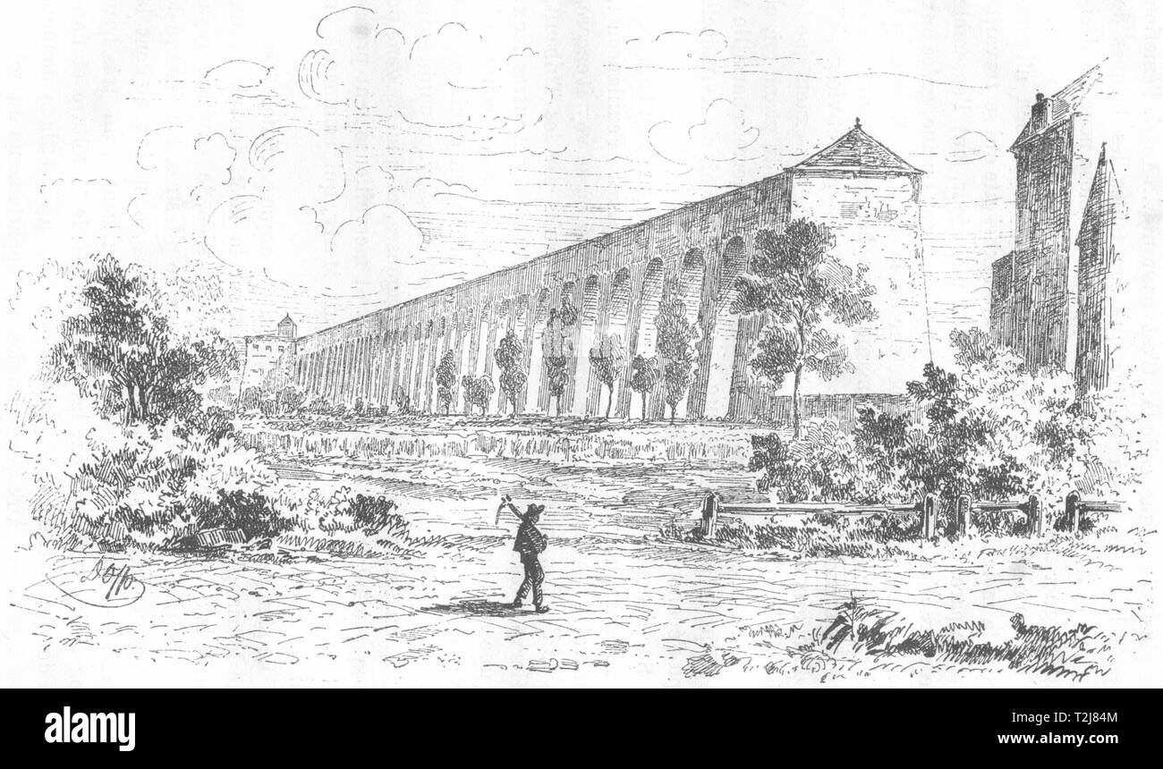 YVELINES. Aqueduc de Marly 1880 antica vintage delle immagini di stampa Foto Stock