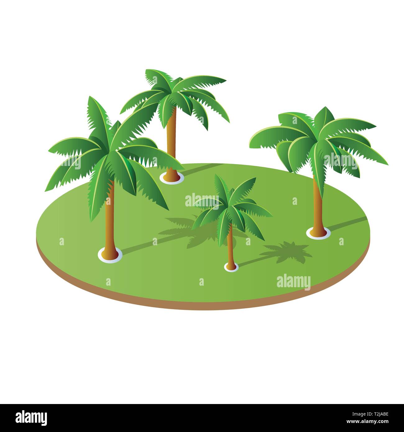 Un set di isometrica, palme su un isola senza ombra tagliare Illustrazione Vettoriale