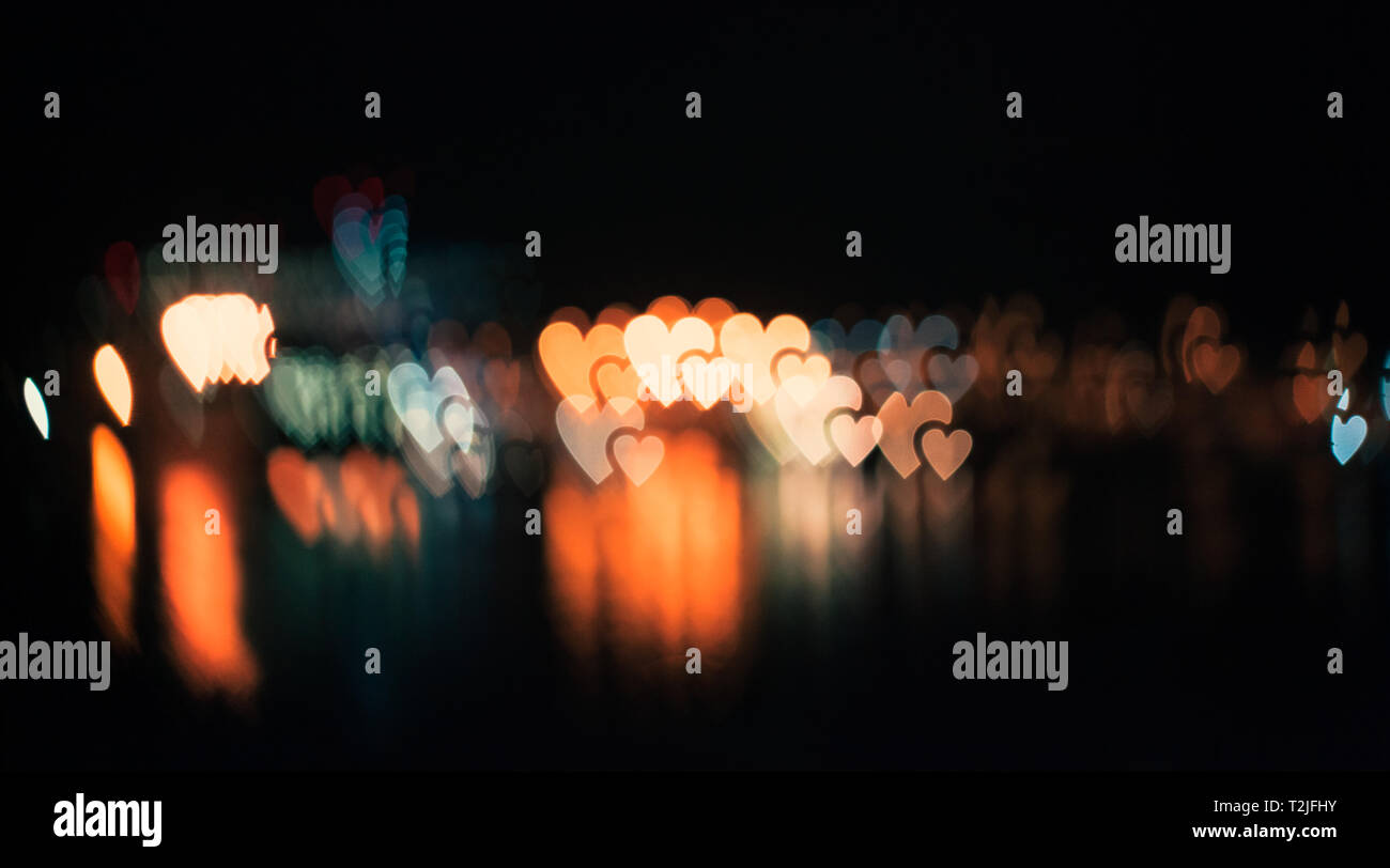Doppio cuori sfondo bokeh di fondo Foto Stock