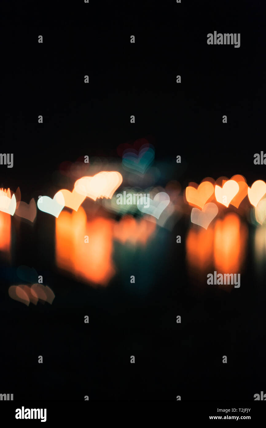 Bokeh cuori effetto di sfondo Foto Stock