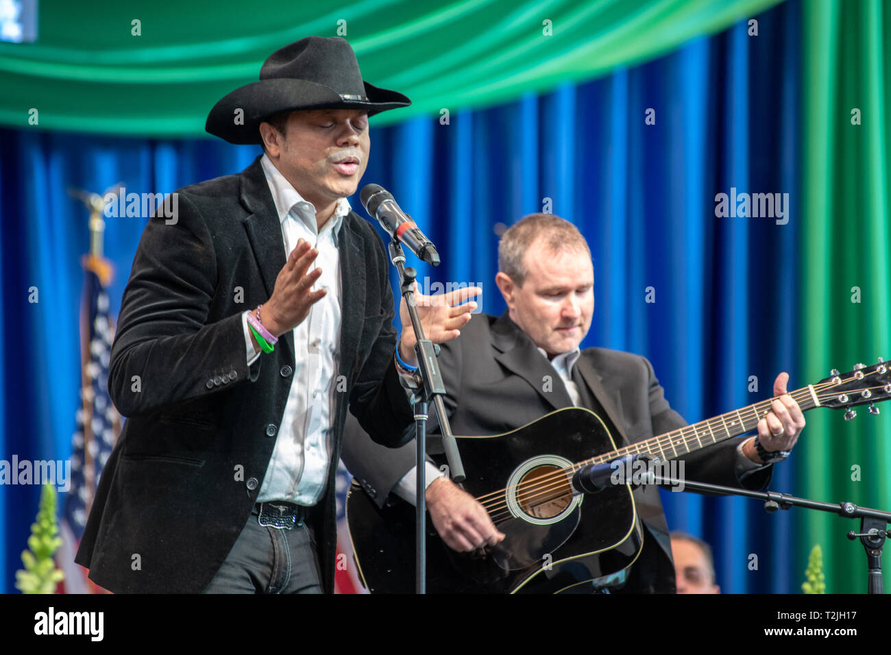 Dean Crawford e il Dunn River Band eseguire a Barry Glassman's inaugurazione nel 2018 come Harford County Executive, Bel Air, Maryland Foto Stock