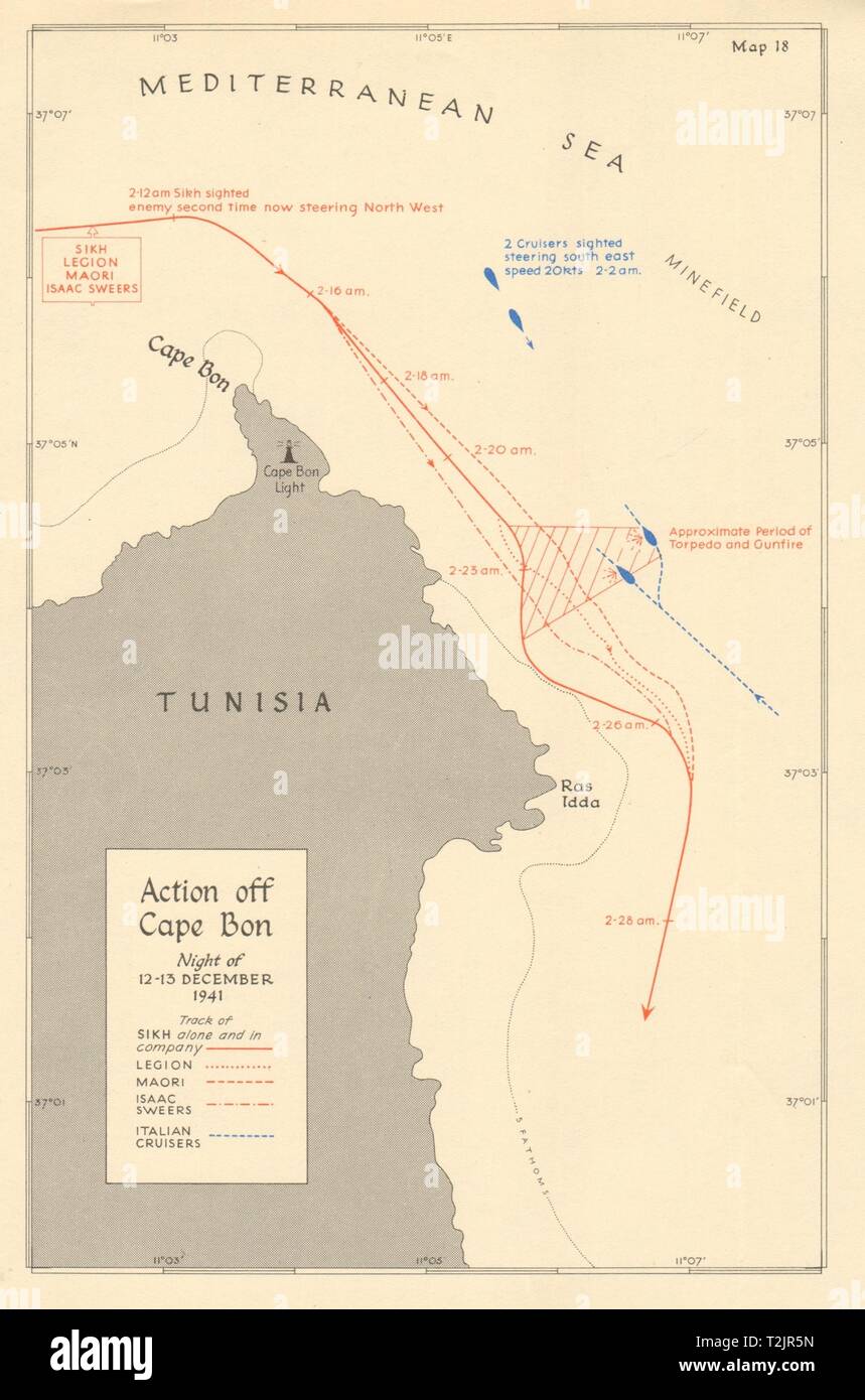 Battaglia di Capo Bon 1213 dicembre 1941. Guerra mondiale 2. Tunisia