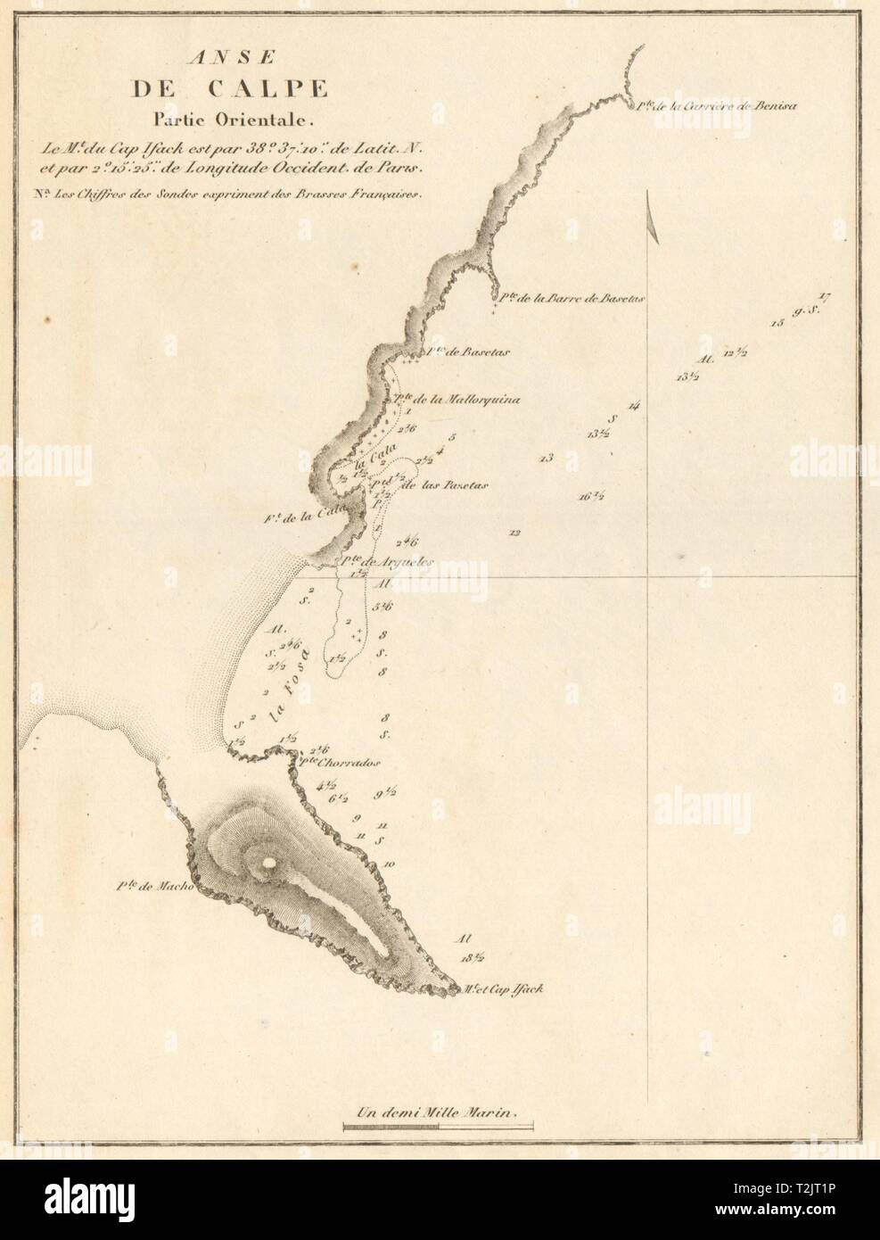 Baia di Calp. 'L'Anse de Calpe partie Orientale". Spagna. Alicante. GAUTTIER 1851 mappa Foto Stock