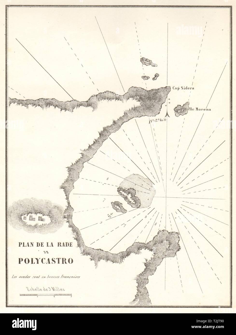 Palekastro Bay, Creta orientale. Plan de la Rade de Polycastro. GAUTTIER 1854 mappa Foto Stock
