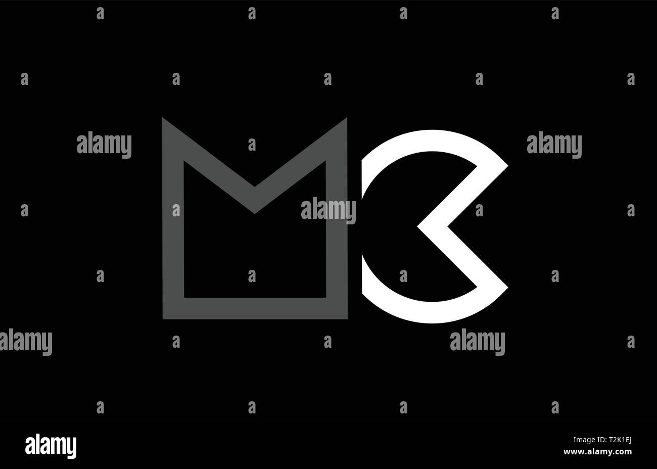 Bianco Nero Grigio lettera alfabeto combinazione di logo mc m c design adatto per una società o business Illustrazione Vettoriale