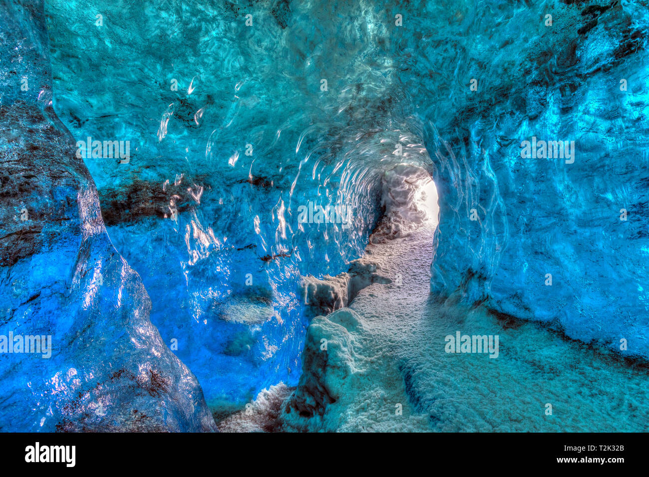 Blue caverna di ghiaccio, Vatnajokull, Sudurland, Islanda, Europa Foto Stock