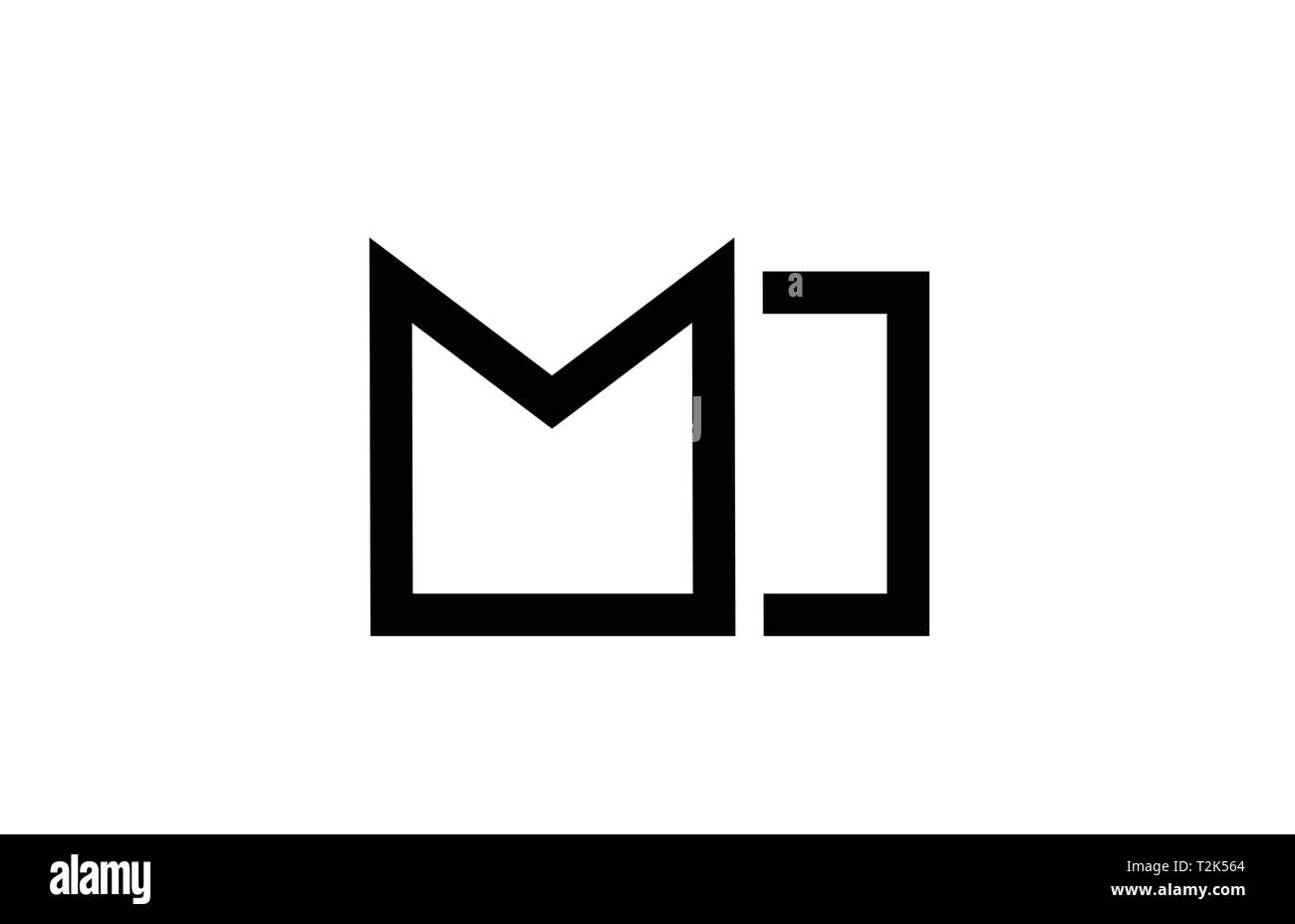 Bianco e nero lettera alfabeto combinazione di logo mi m i design adatto per una società o business Illustrazione Vettoriale