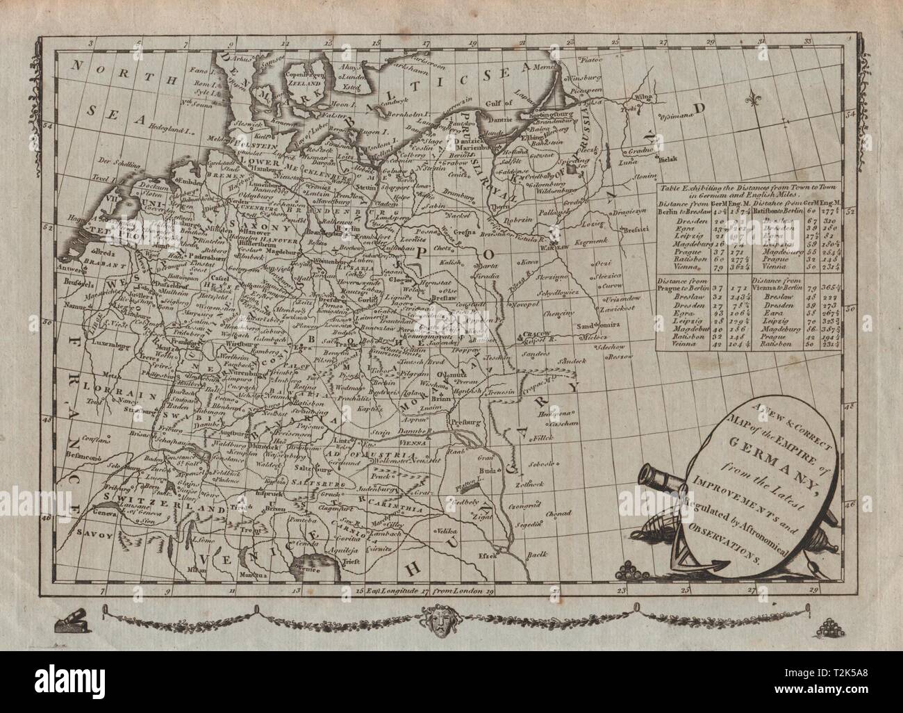 Un nuovo e corretto mappa dell'impero della Germania. MILLAR c1783 antica Foto Stock