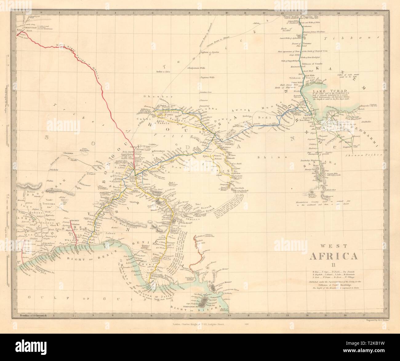 AFRICA OCCIDENTALE II. La Nigeria. Ansa del Ciad Benin-Lake. Houssa Yariba. SDUK 1846 mappa Foto Stock