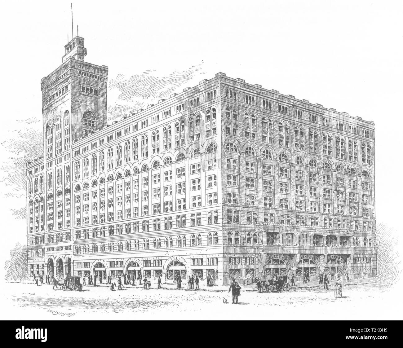 ILLINOIS. L' Auditorium Edificio, Chicago 1891 antica immagine di stampa Foto Stock