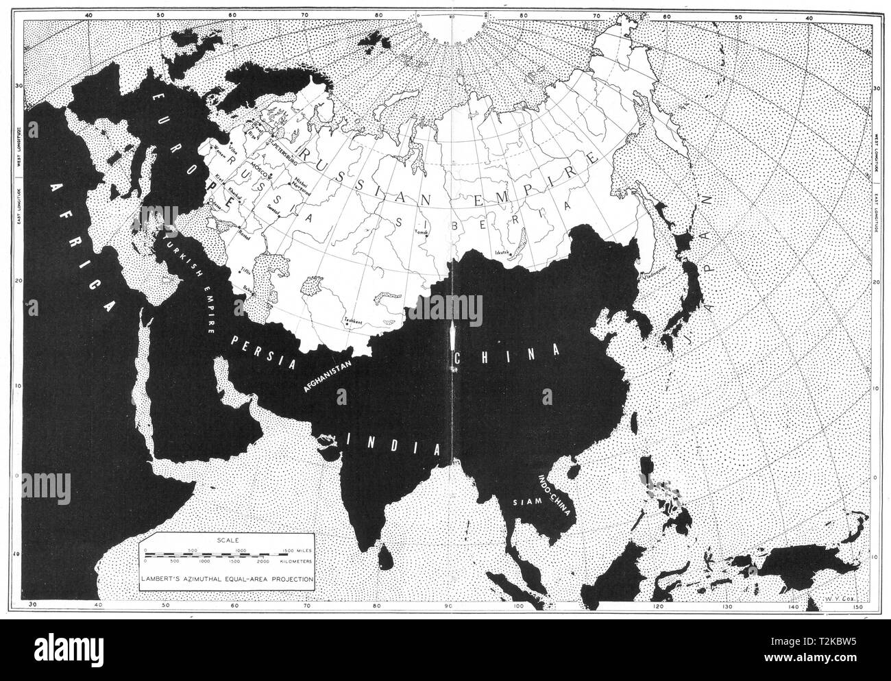Mondo. L'Impero Russo nel 1914 1948 old vintage map piano grafico Foto Stock