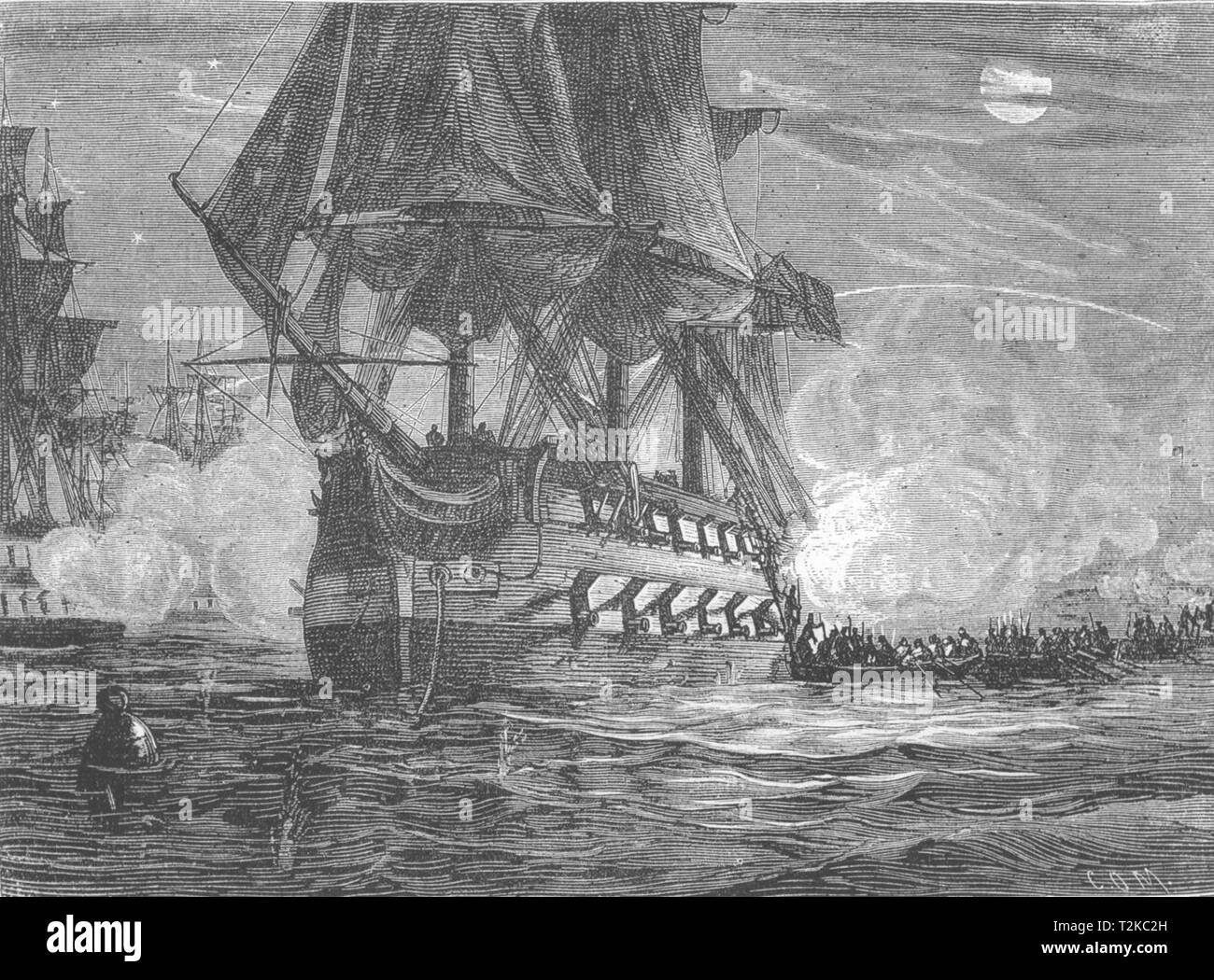 Oceano Indiano. L'attacco su San Paolo, Bourbon c1880 antica immagine di stampa Foto Stock