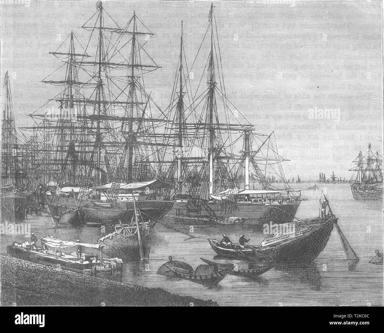 INDIA. Vista del porto di Calcutta(Kolkata) c1880 antica immagine di stampa Foto Stock