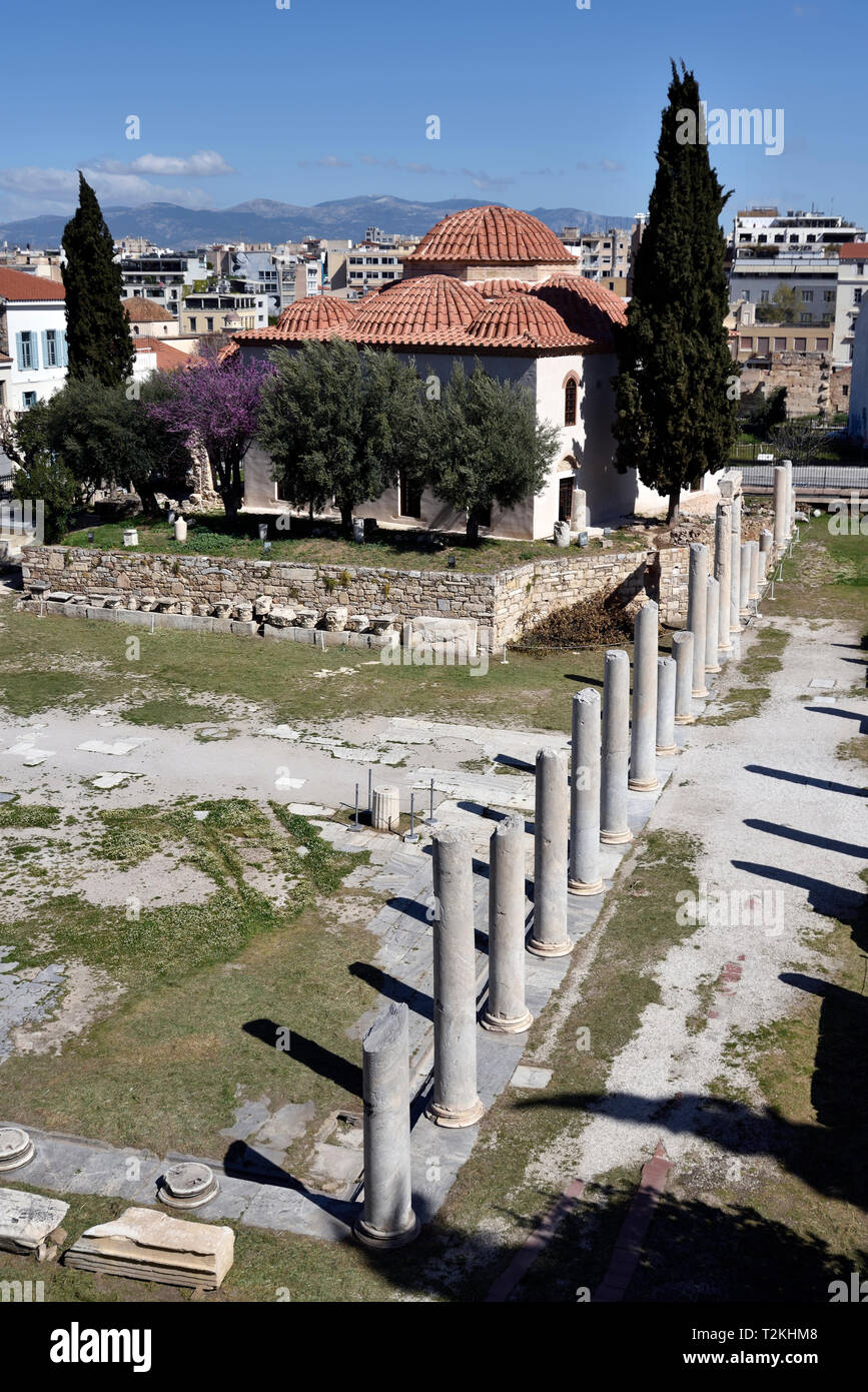 Mercato romano e Fethiye moschea a Atene, Grecia Foto Stock