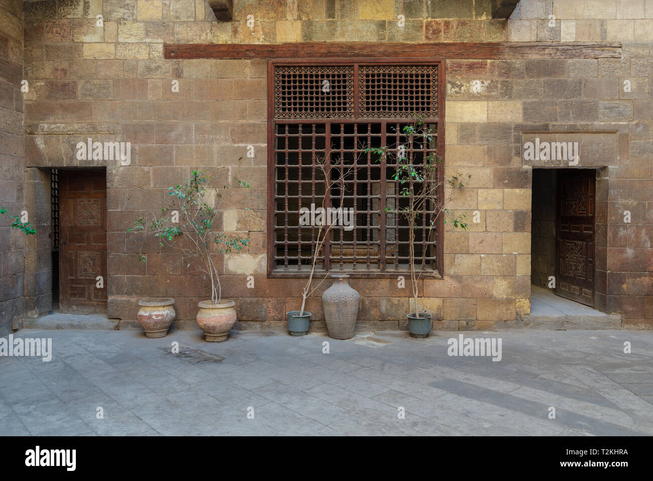 Facciata di Zeinab Khatoun casa storica, situato vicino alla Moschea di Al-Azhar in Darb Al-Ahmar distretto, vecchio Cairo, Egitto Foto Stock