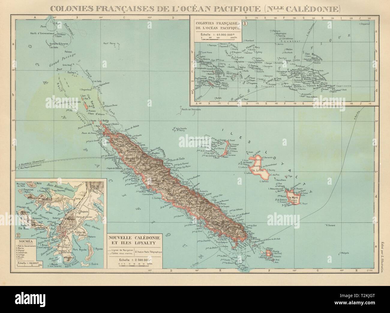 Nuova Caledonia. Nouvelle Caledonie. Isole della Lealtà/Îles Loyauté. Nouméa 1931 mappa Foto Stock
