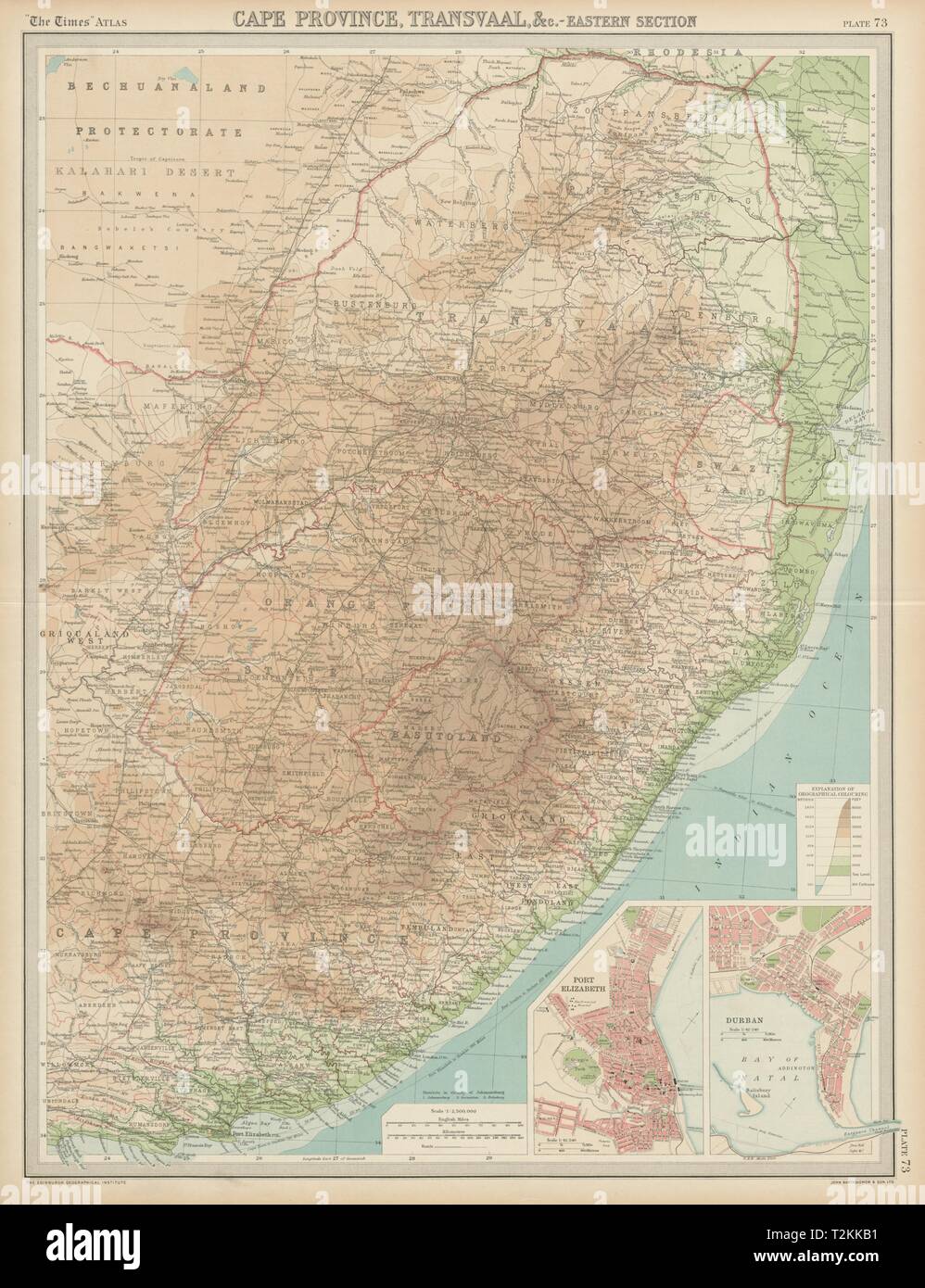 Coloniale in Africa sud-est. Port Elizabeth Durban. Cape Transvaal. Volte 1922 mappa Foto Stock