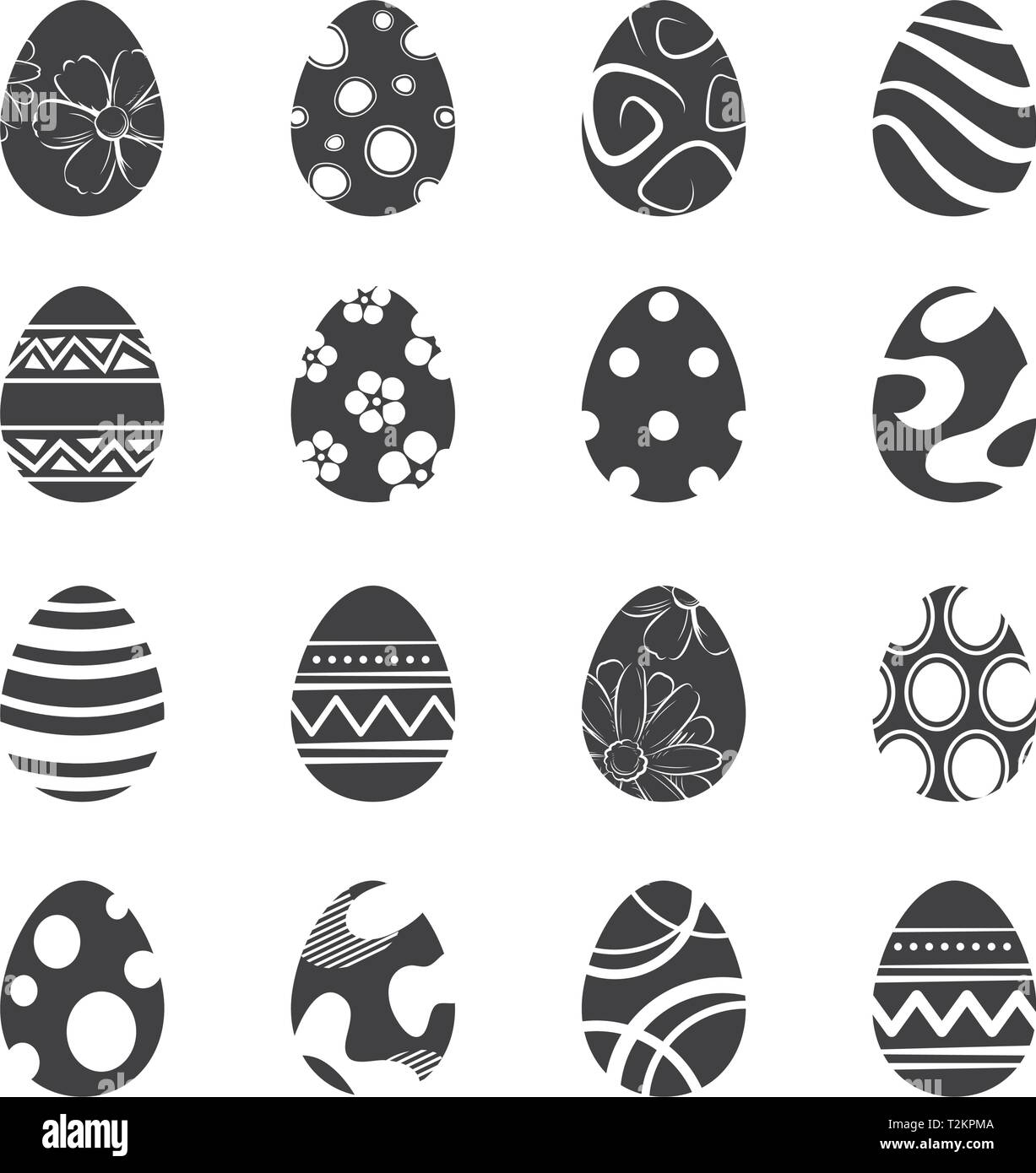 Le uova di pasqua icona sfondo isolato. Impostare di nuovo e moderno design con diversi modelli. Illustrazione Vettoriale