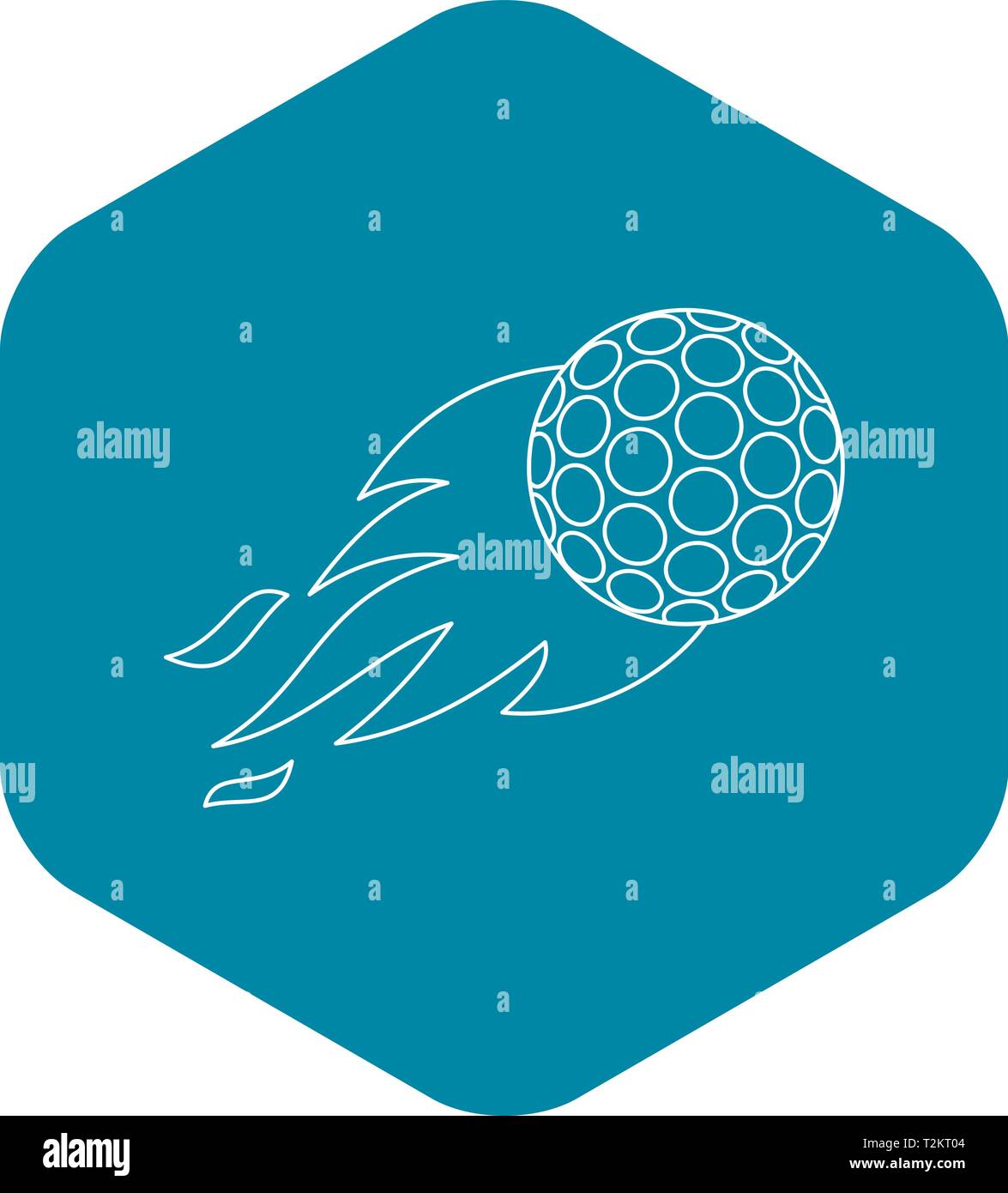 La pallina da golf con icona di fiamma. Illustrazione di contorno della pallina da golf con fiamma icona vettore per il web Illustrazione Vettoriale