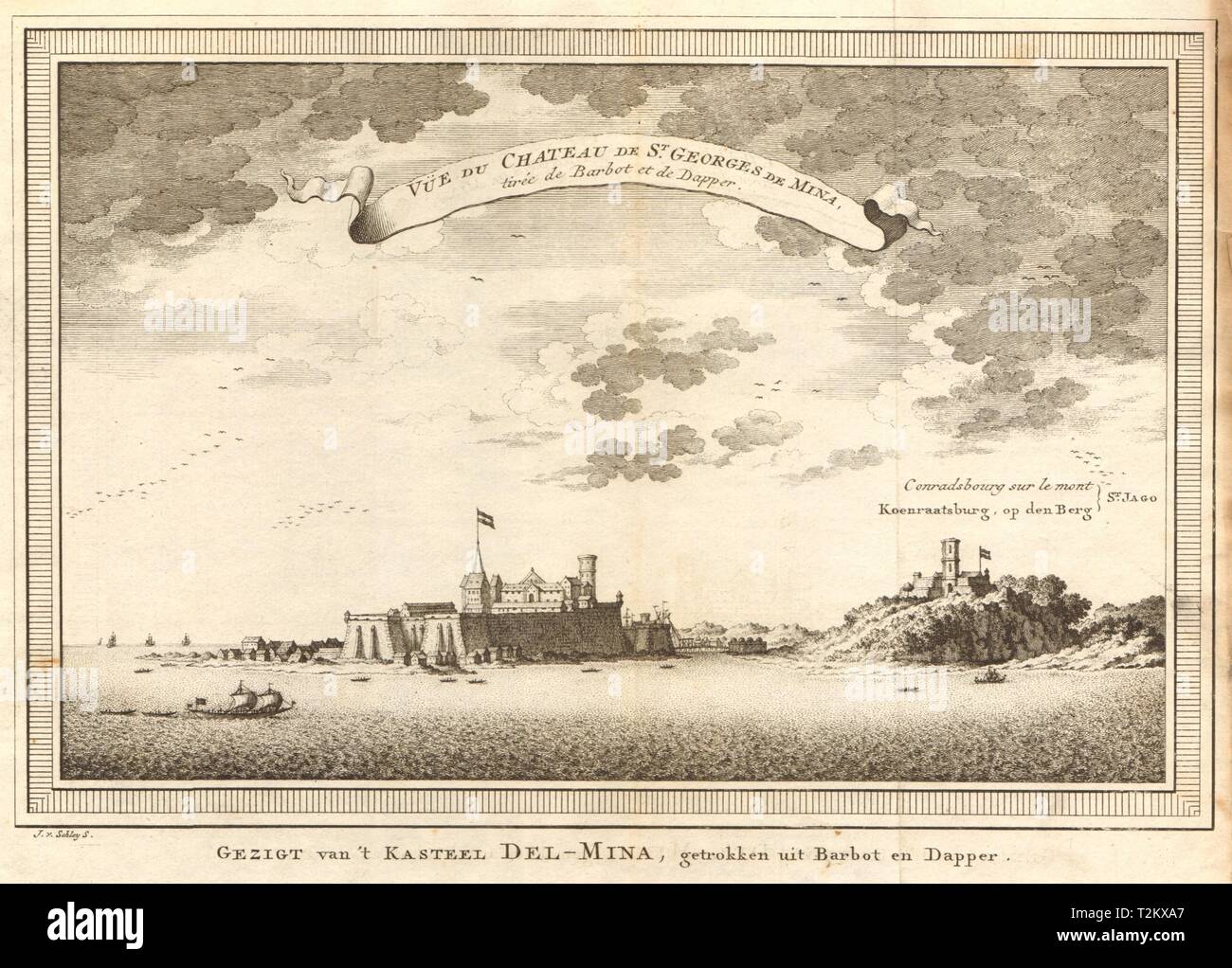 Il Ghana. Il castello di Elmina. São Jorge da Mina. San Giorgio della miniera. SCHLEY 1747 Foto Stock
