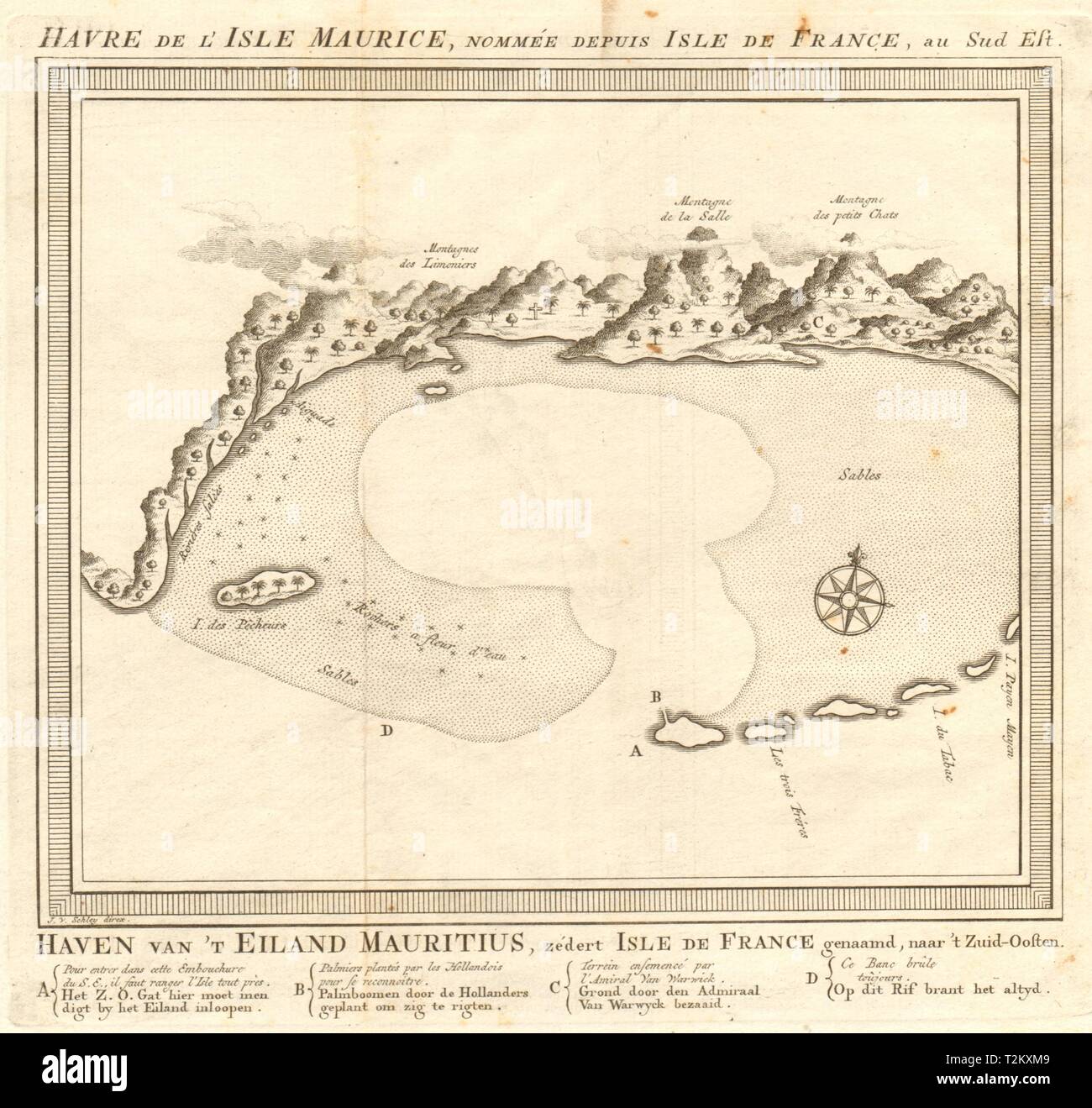 'Havre de L'Isle Maurice'. Maurizio. Grand Port. BELLIN/SCHLEY 1753 mappa vecchia Foto Stock