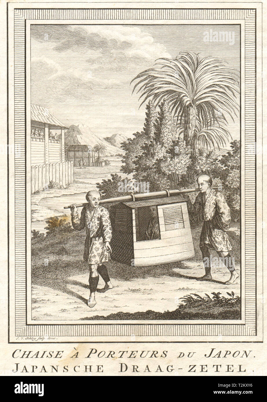 "Chaise à Porteurs du Japon'. Cucciolata giapponese portantina koshi ren. SCHLEY 1756 Foto Stock