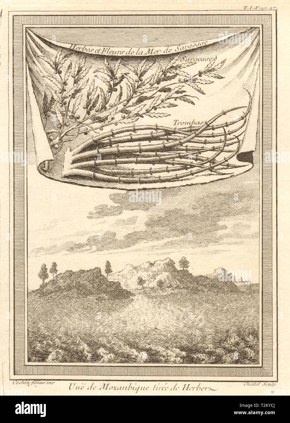"Vue de Mozanbique'. Isola di Mozambico, da Herbert. Sargassum alghe 1746 Foto Stock