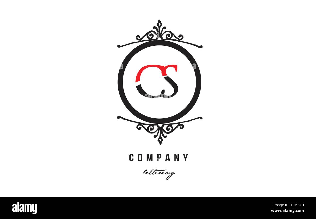 Progettazione di alfabeto lettera di combinazione di logo CS C S con il rosso in bianco e nero e a colori decorativi monogramma cerchio adatto come un logo per una azienda o busine Illustrazione Vettoriale