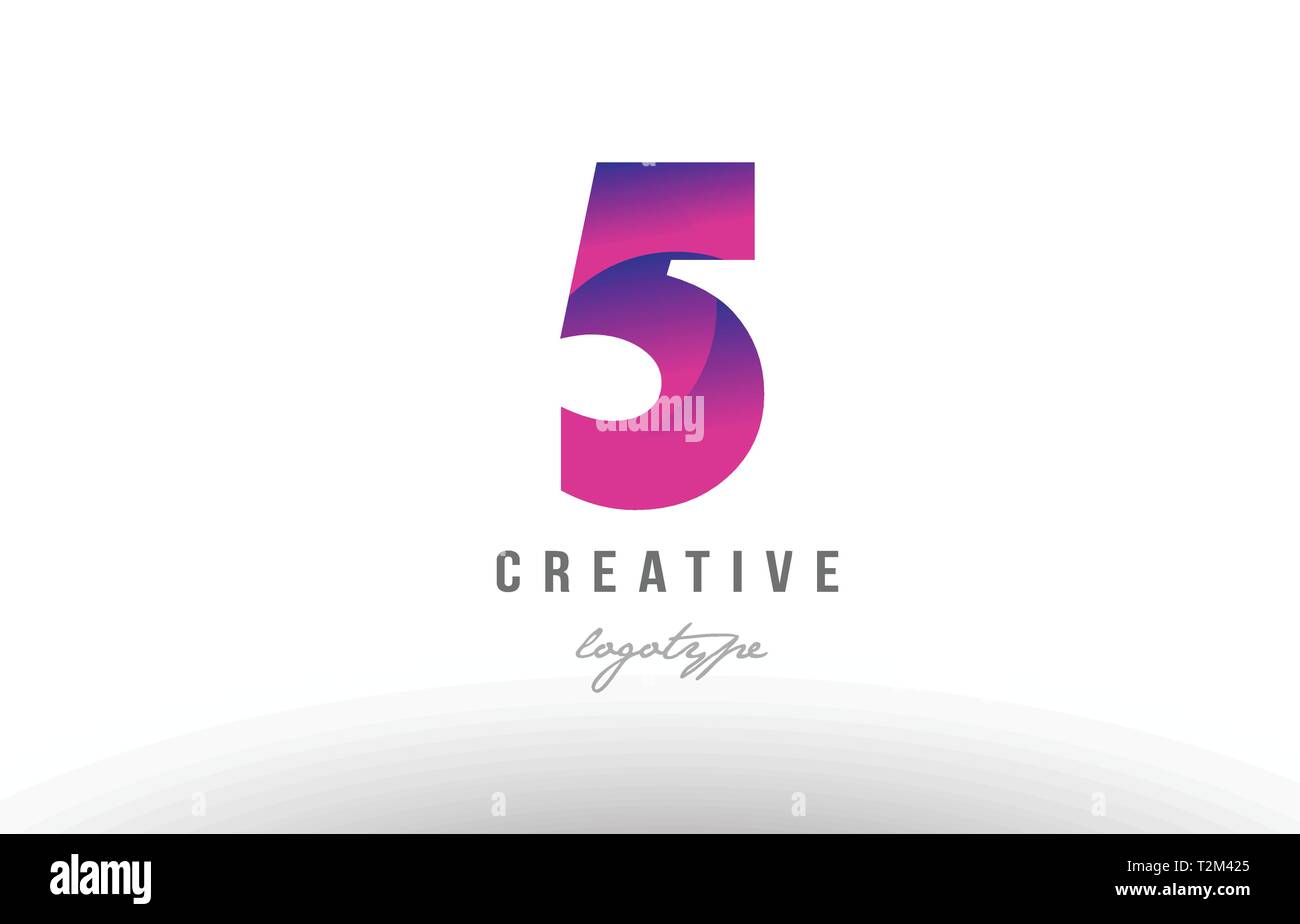 Progettazione di numero 5 cinque con rosa colore gradiente adatto come un logo per una società o business Illustrazione Vettoriale