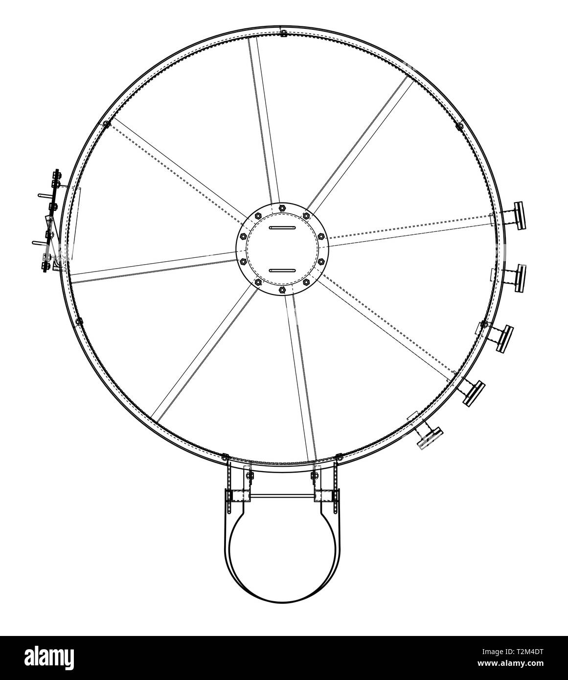 Serbatoio olio contorno. Vettore di rendering 3d. Filo-stile di cornice. Gli strati di visibile e invisibile di linee sono separate Illustrazione Vettoriale