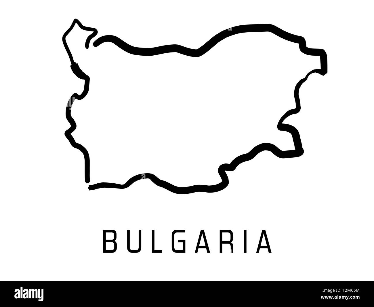 La Bulgaria mappa delineare - paese liscio mappa forma vettoriale. Illustrazione Vettoriale