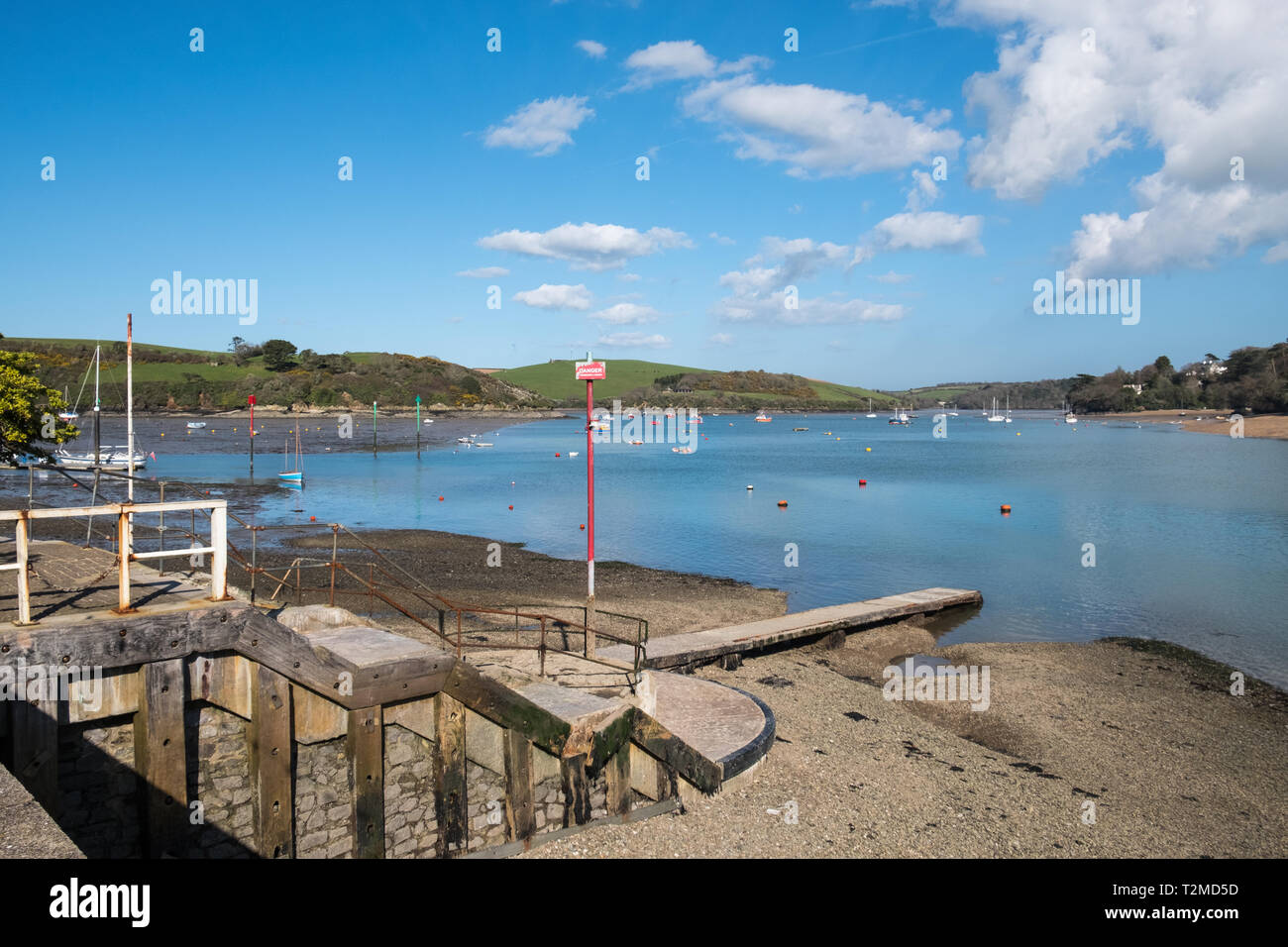 L'Oriente Portsmouth ferry landing stage in Kingsbridge estuario in Salcombe nel sud prosciutti Foto Stock