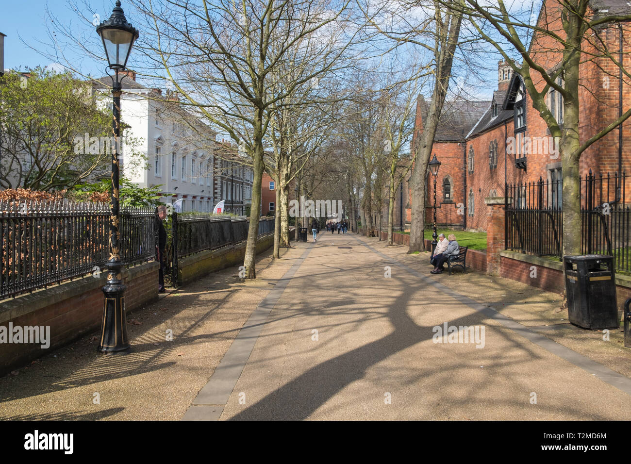 Nuova Passeggiata storica strada pedonale nel centro di Leicester, Regno Unito Foto Stock