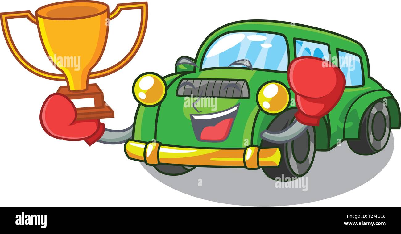 Il pugilato vincitore classico auto giocattoli in forma di fumetto illustrazione vettoriale Illustrazione Vettoriale