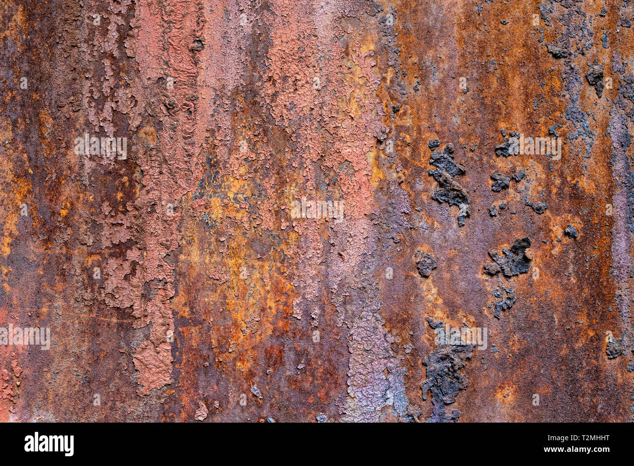 Arrugginita foglio di metallo e grunge texture. La corrosione e ossidato sfondo. Foto Stock
