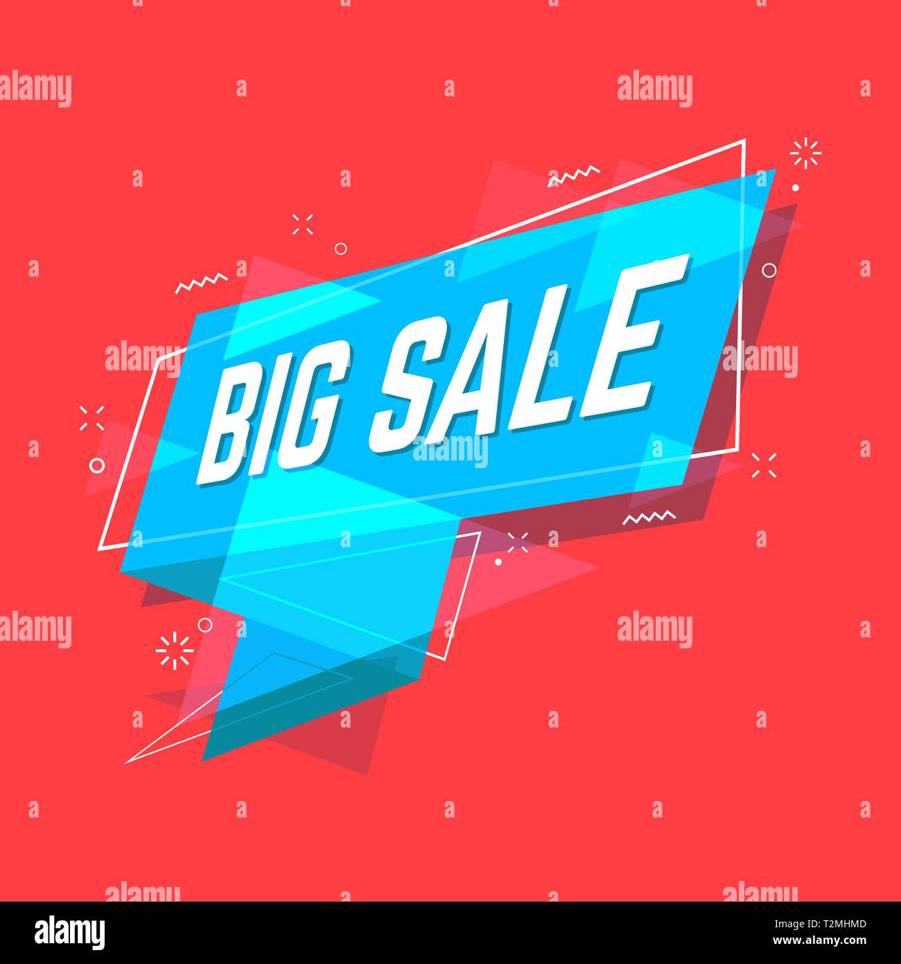 Grande Vendita banner stile piatto. Vendita banner a nastro. Illustrazione Vettoriale