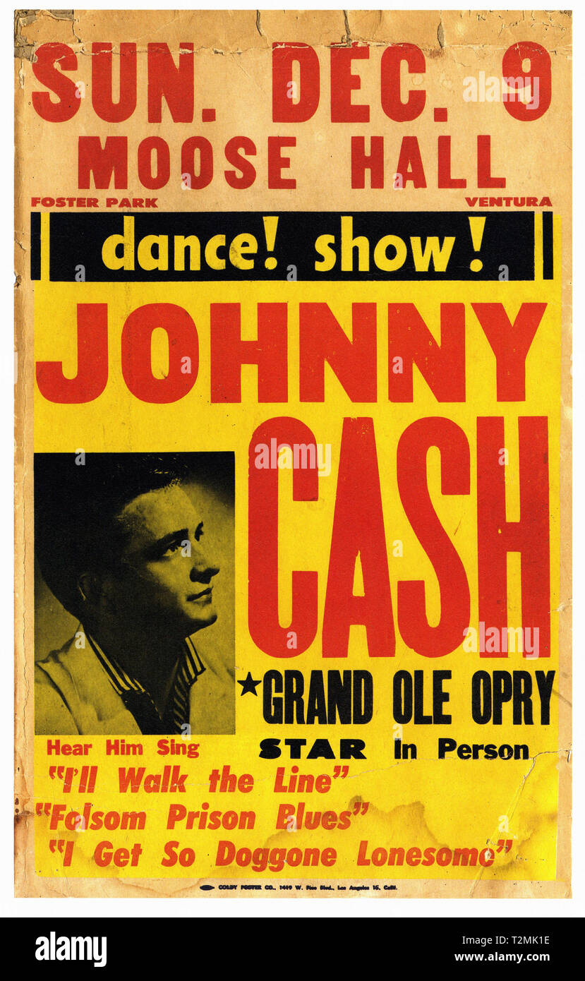 Johnny Cash - Vintage poster concerto Foto Stock