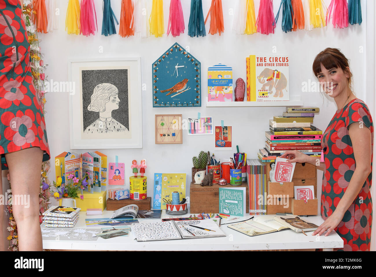 Portrait, British Illustrator, Workplace, Studio Foto Stock