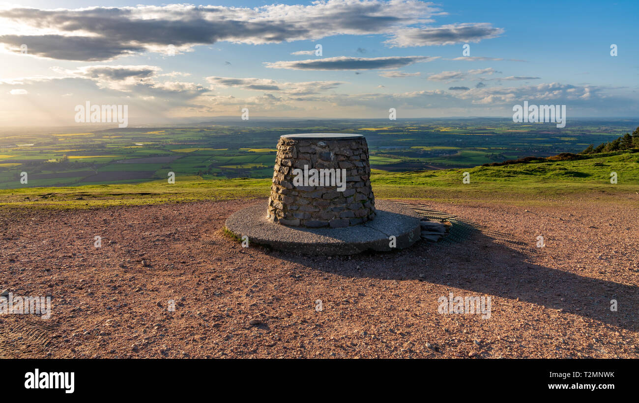 La parte superiore del Wrekin, vicino a Telford, Shropshire, Inghilterra, Regno Unito Foto Stock