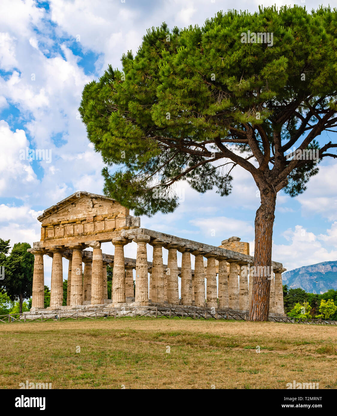 Tempio di Atena a Paestum era una antica città greca della Magna Grecia, Italia meridionale. Foto Stock