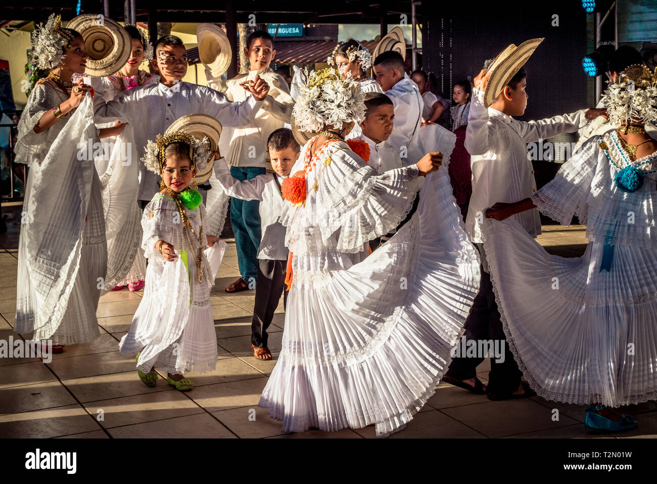 Danza tradizionale a Boquete Chiriqui Panama Fiore e Fiera di caffè Foto Stock